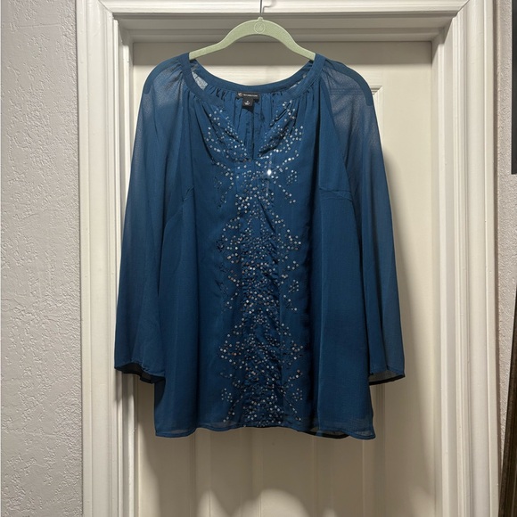 new directions Tops - Blue Sheer Women's Top